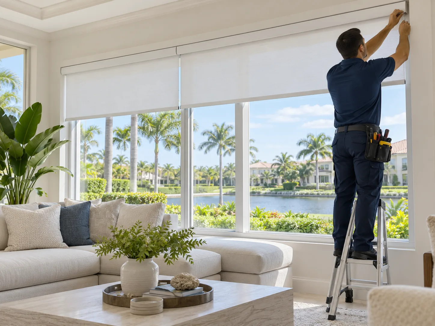 Window treatments in a Delray Beach, FL coastal home